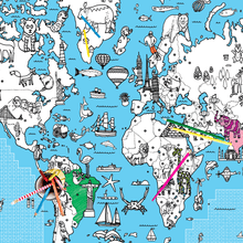 Load image into Gallery viewer, World Map Word Search Colour-In Tablecloth / Giant Poster - BEST SELLER