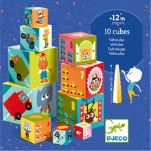 Load image into Gallery viewer, Djeco 10 Cubes - Vehicles - NEW!
