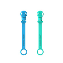 Load image into Gallery viewer, Matchstick Monkey Blue and Green Double Soother Clips
