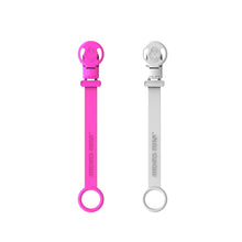 Load image into Gallery viewer, Matchstick Monkey Pink and Cool Grey Double Soother Clips
