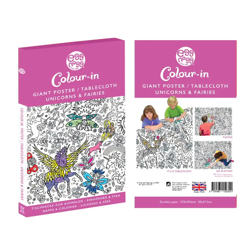 Unicorns & Fairies Colour-In Tablecloth / Giant Poster - BEST SELLER