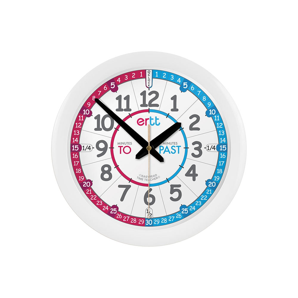Easy Read Time Teacher Clock - Red & Blue