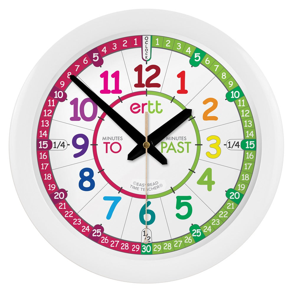 Easy Read Time Teacher Clock - Red & Green